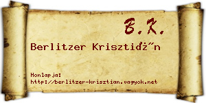 Berlitzer Krisztián névjegykártya